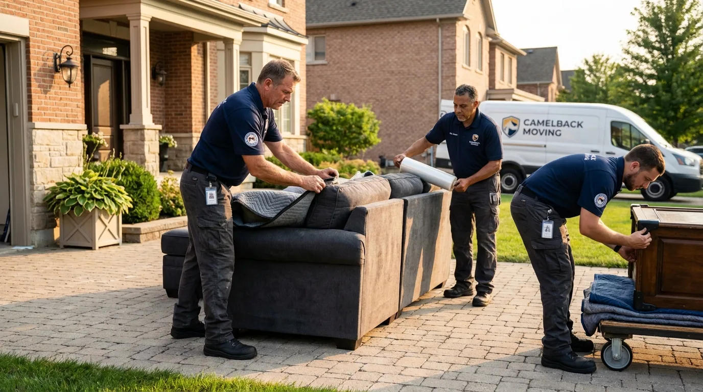 Large estate moving crew wrapping furniture in Hanover, IN