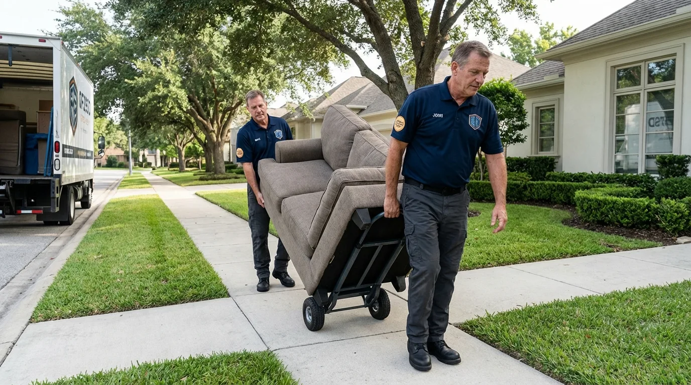 Local residential moving crew loading furniture in Hanover, IN